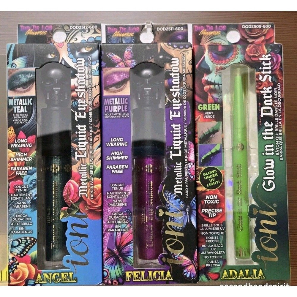 Ioni Metallic Eyeshadow Teal & Purple New In Box Plus GID Green Eyeshadow